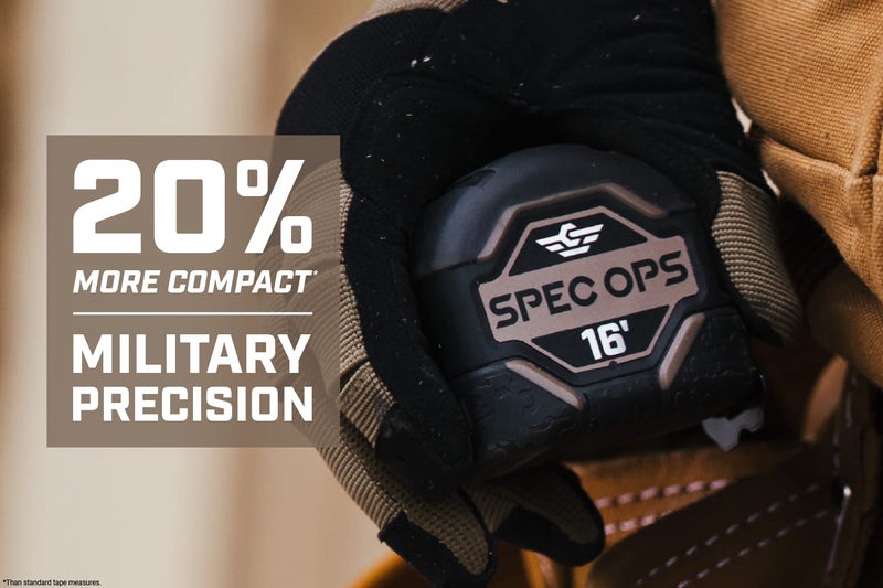 Spec-Ops مقياس شريط بطول 16 قدم من أدوات العمليات الخاصة، شفرة مزدوجة الجانب بعرض 1 إنش، علبة مركبة ذات جودة عسكرية، 3% تُتبرع للمحاربين القدامى - Image 2